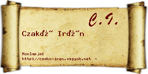 Czakó Irén névjegykártya