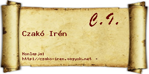 Czakó Irén névjegykártya
